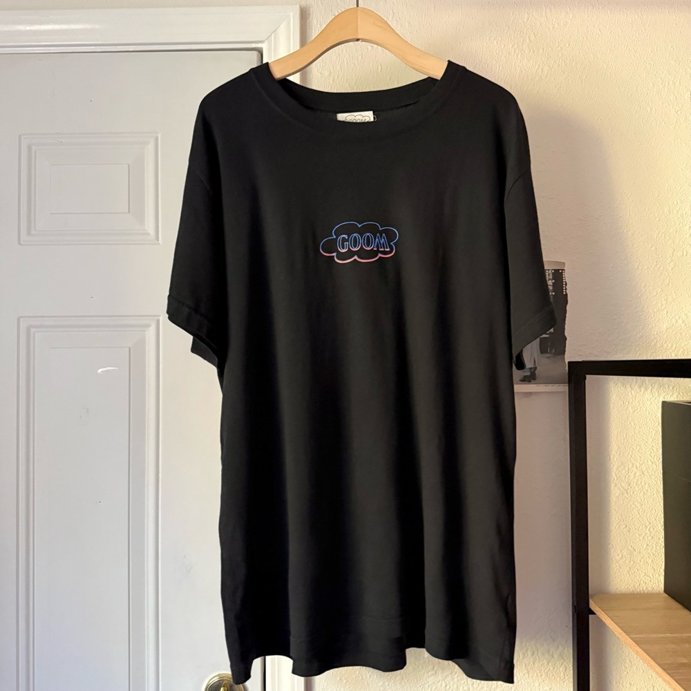 GOOM black cotton crew neck logo skeleton‎ graphic short sleeve tee t-shirt